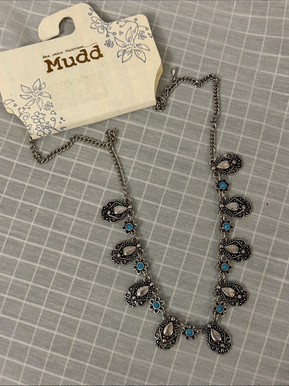 Mudd Silver-Tone Necklace with Turquoise Accents